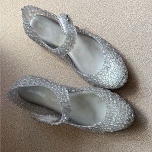 Mini Melissa Women's Glittering Silver Flats